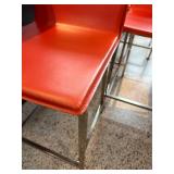 Set of 4 Modern Red Bar Stools with Chrome Legs