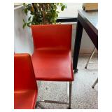 Set of 4 Modern Red Bar Stools with Chrome Legs