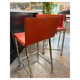Set of 4 Modern Red Bar Stools with Chrome Legs