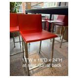 Set of 4 Modern Red Bar Stools with Chrome Legs