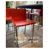 Set of 4 Red Vinyl Bar Stools with Metal Legs
