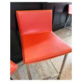 Pair of Modern Red Bar Stools with Chrome Legs