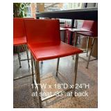 Pair of Modern Red Bar Stools with Chrome Legs