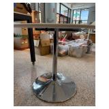 Round White Table with Chrome Pedestal Base 35.5in W x 29in H