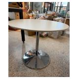 Modern Round Dining Table with 4 Black Chairs