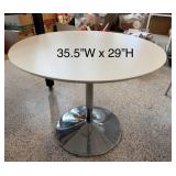 Modern Round Dining Table with 4 Black Chairs