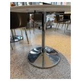 Modern Round White Table with Chrome Base 35.5 inch Width