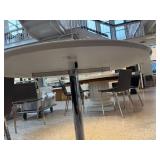 Modern Round White Table with Chrome Base 35.5 inch Width