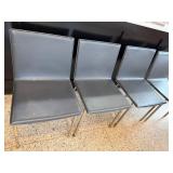 Set of 4 Modern Black Faux Leather Side Chairs with Metal Legs