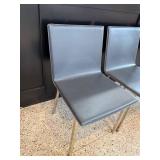 Set of 4 Modern Black Faux Leather Side Chairs with Metal Legs