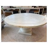 Large Round White Pedestal Dining Table with Column Base, 65 Inch Diameter
