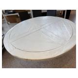 Large Round White Pedestal Dining Table with Column Base, 65 Inch Diameter
