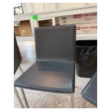 Set of 3 Modern Black Faux Leather Dining Chairs with Metal Legs