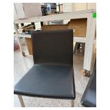Set of 3 Modern Black Faux Leather Dining Chairs with Metal Legs