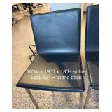 Set of 3 Modern Black Faux Leather Dining Chairs with Metal Legs