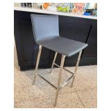 Modern Black Bar Stool with Chrome Legs