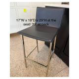 Modern Black Bar Stool with Chrome Legs