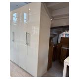 Tall White Storage Cabinet with Shelves and Baskets, 93in H