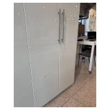 Tall White Storage Cabinet with Shelves and Baskets, 93in H