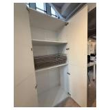 Tall White Storage Cabinet with Shelves and Baskets, 93in H