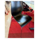 Set of 4 Modern Black Plastic Chairs with Metal Legs