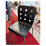 Set of 4 Modern Black Chairs with Circular Cutout Backs