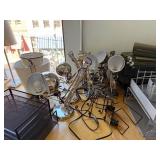 Office Supplies Lot Including Desk Lamps, Tape Dispensers, Staplers, Organizers, and Trash Bins