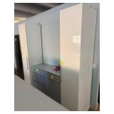 Set of 2 Tall White Storage Cabinets