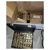 Collection of Brass Letterpress Printing Type Sets in Cases