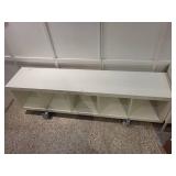 White Storage Cubby Shelf on Casters with 4 Compartments