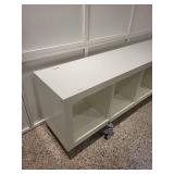 White Storage Cubby Shelf on Casters with 4 Compartments