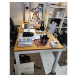 Office Desk with White Metal Legs and Casters