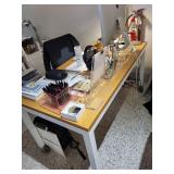 Office Desk with White Metal Legs and Casters