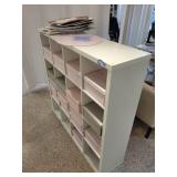 White Cube Storage Shelf with Pink Decorative Boxes (Contents Not Included)