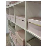 White Cube Storage Shelf with Pink Decorative Boxes (Contents Not Included)