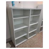 White Multi-Shelf Double Bookcase