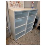 White Double Bookcase with Adjustable Shelves
