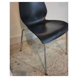 Black Modern Molded Plastic Chair with Chrome Legs