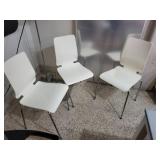 Set of 4 White Modern Stacking Chairs with Metal Legs