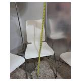 Set of 4 White Modern Stacking Chairs with Metal Legs