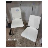 Set of 4 White Modern Stacking Chairs with Metal Legs