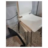 Set of 4 White Modern Stacking Chairs with Metal Legs