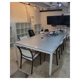 Large Rectangular Conference Table with Metal Top and White Frame