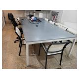 Large Rectangular Conference Table with Metal Top and White Frame