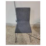 Modern Gray Upholstered Dining Chair with Metal Legs