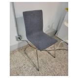 Modern Gray Upholstered Dining Chair with Metal Legs