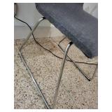 Modern Gray Upholstered Dining Chair with Metal Legs