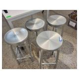 Set of 4 Silver Metal Bar Stools