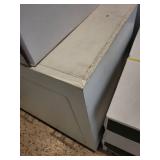 Two Long White Storage Cabinet with Multiple Doors and Metal Handles