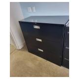 3-Drawer Black Lateral File Cabinet with Lock
